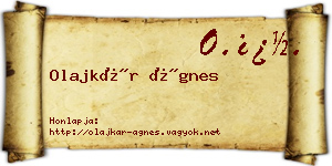 Olajkár Ágnes névjegykártya